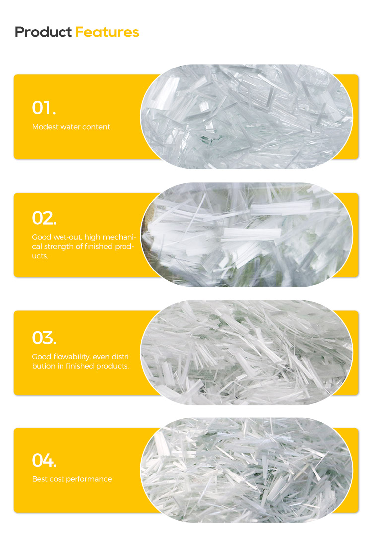E-glass fiberglass chopped strands for Cement enhanced 10-13um Excellent performance 